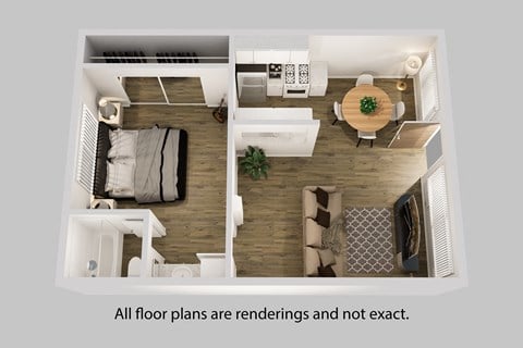 Floor plan for 1 bed, 1 bath, 695 sqft